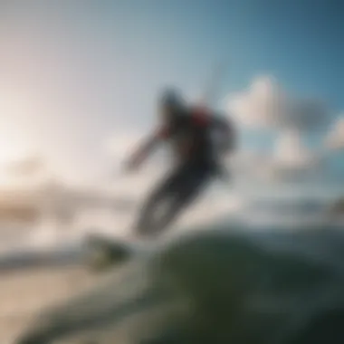 Kiteboarding in Challenging Conditions Kiteboarder navigating strong winds