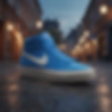 Nike blue skate shoes in an urban setting