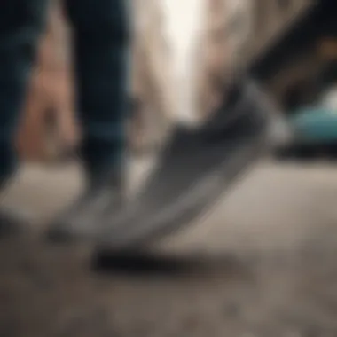 Performance in Extreme Sports Vans Classic Slip-On Charcoal worn in an extreme sports environment