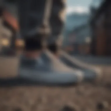 Integration with Streetwear Style Vans Classic Slip-On Charcoal paired with streetwear fashion