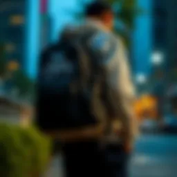 Stylish Vans drawstring backpack in an urban setting