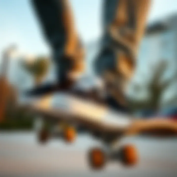 Vans Old Skool Leather in Action Person wearing Vans Old Skool Leather Black and White sneakers while skateboarding