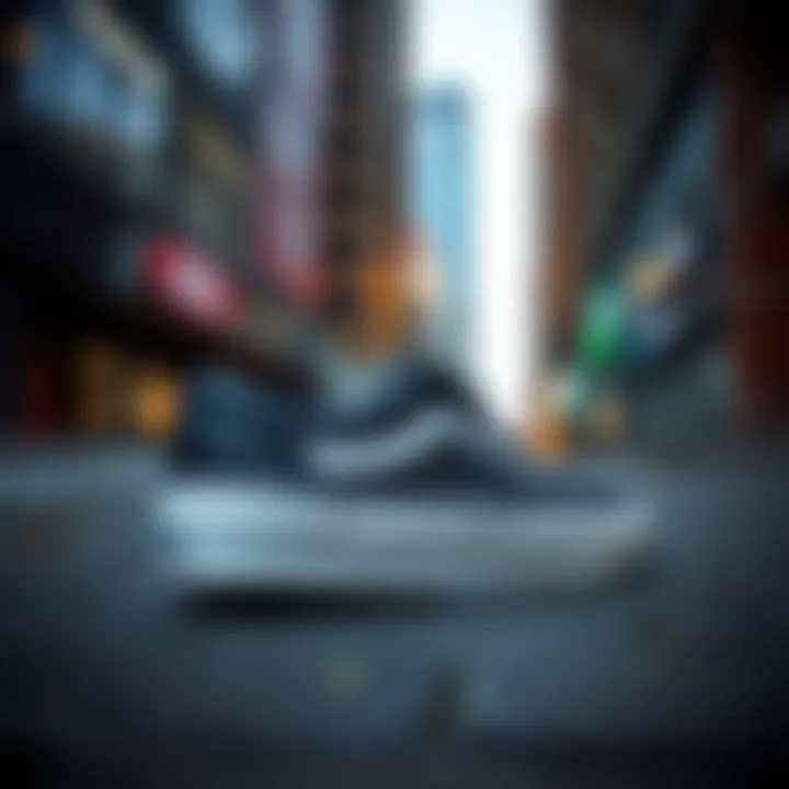 Vans Old Skool Leather in Urban Environment Vans Old Skool Leather Black and White sneakers in an urban setting