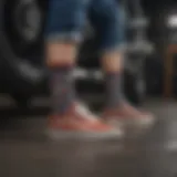 Close-up view of the intricate check pattern on Vans Peek a Check socks