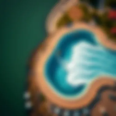 Aerial Perspective of Wave Pool Design An aerial view of a state-of-the-art wave pool showcasing its design.