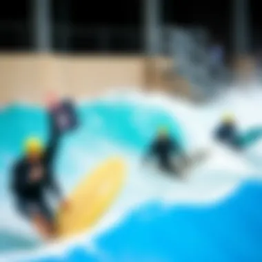Training in Wave Pool Environment A group of surfers training in a wave pool environment.