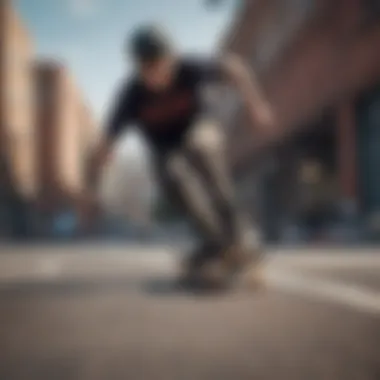 Practicing Skateboarding Techniques An individual practicing a trick on a skateboard, emphasizing technique and focus.