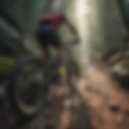 Mountain biker navigating a rocky trail