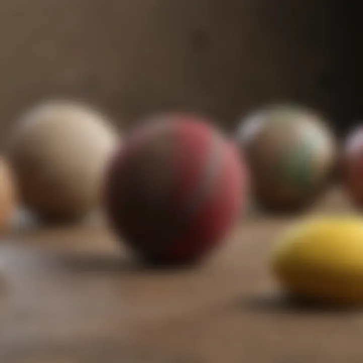 Close-up of different materials used in hacky sack construction