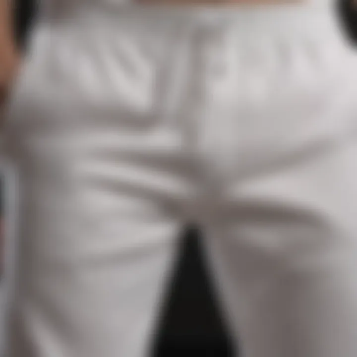 Close-up of premium fabric of white sweatpants