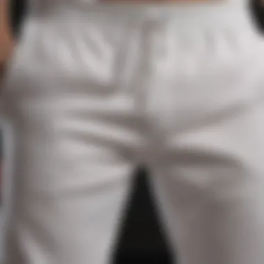 Premium Fabric of White Sweatpants Close-up of premium fabric of white sweatpants