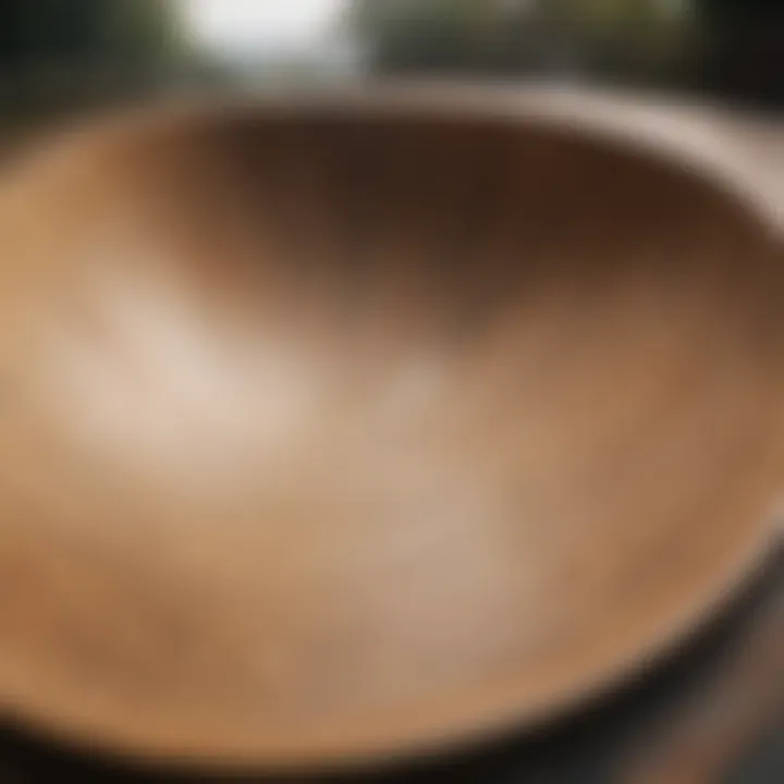 Aerial view of a wooden halfpipe showcasing its smooth curves