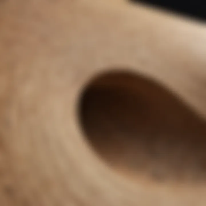 Close-up of the texture and grains of a wooden halfpipe