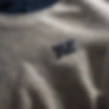 Close-up of the fabric texture of a Yale crew neck sweatshirt