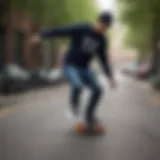 Yale crew neck sweatshirt being worn during a skateboarding session