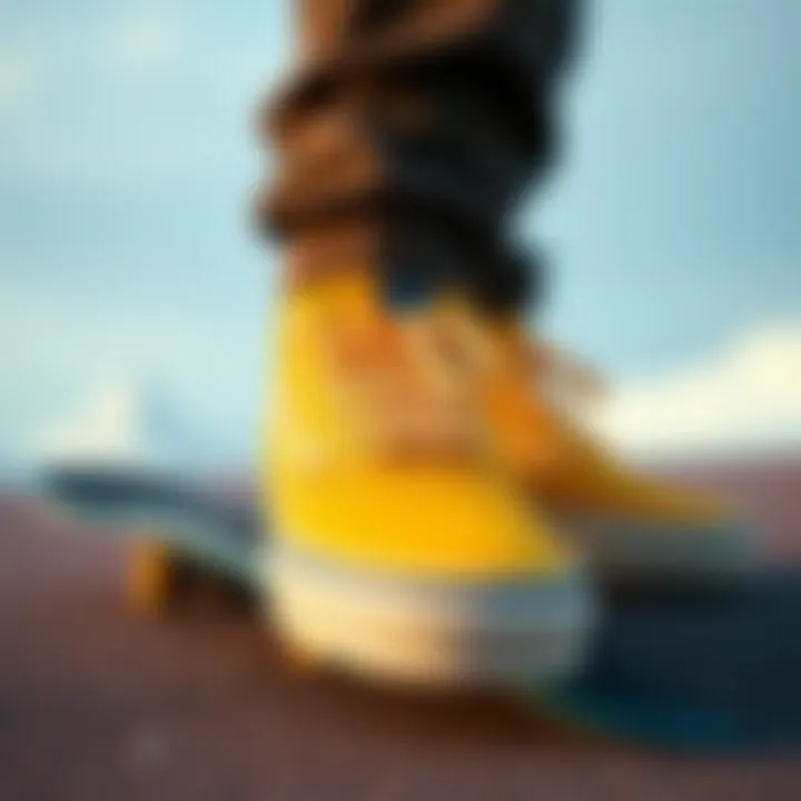 Artistic representation of yellow Vans skate shoes