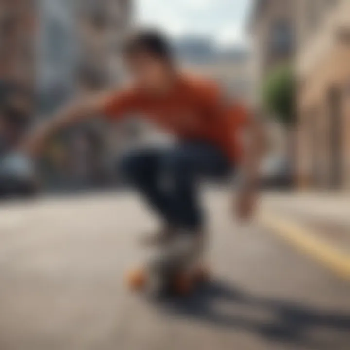 Youth engaging in skateboarding while wearing stylish shirts