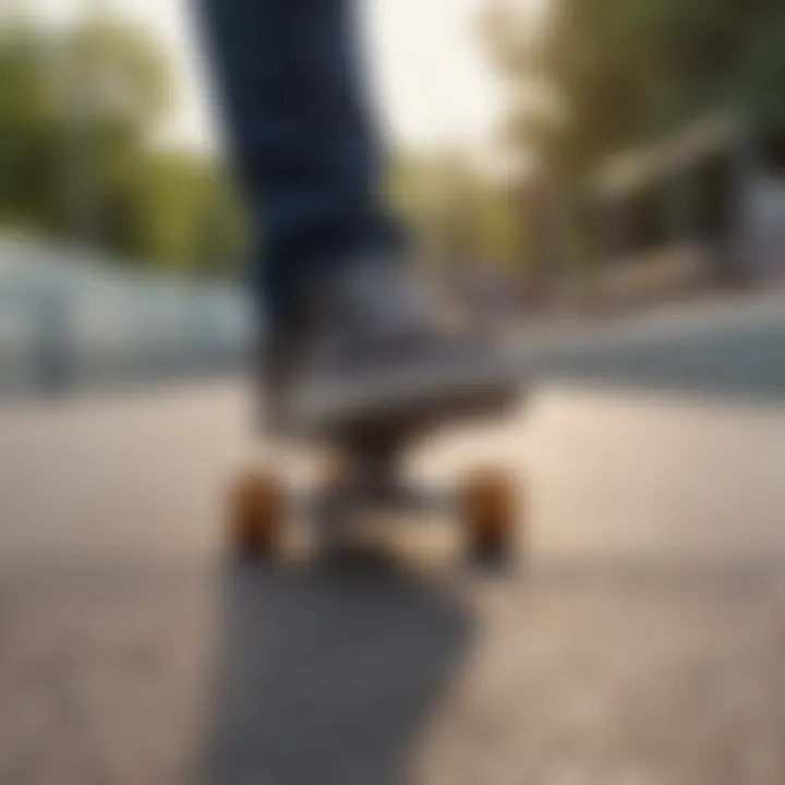 Zephyr skateboard in action at a vibrant skatepark.